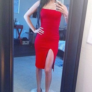 Sexy strapless red dress